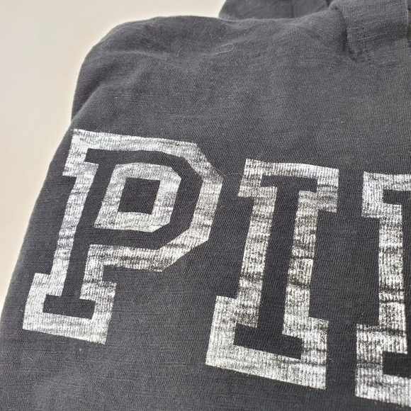 PINK VICTORIA'S SECRET BLACK LIGHTWEIGHT CROPPED HOODIE SWEATSHIRT WOMEN XS - Picture 8 of 13